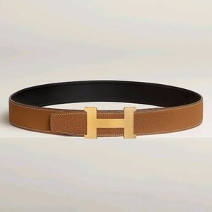Hermes Tan Leather Belt And Box